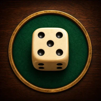 A Riverboat Zilch ivory die resting on green felt