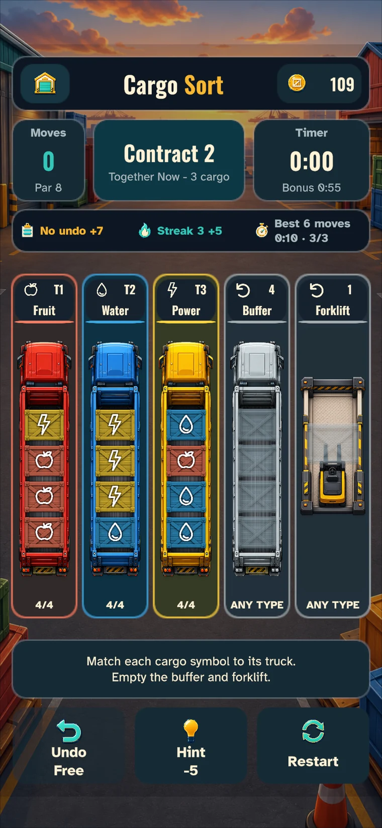 Cargo Sort truck and crate gameplay